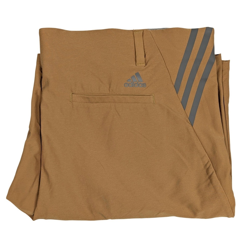 Adidas Golf Shorts Mens 40 Gold 3-Stripe Stretch Performance Ultimate 365